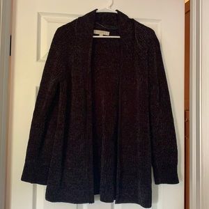 Loft black chenille cardigan sweater M